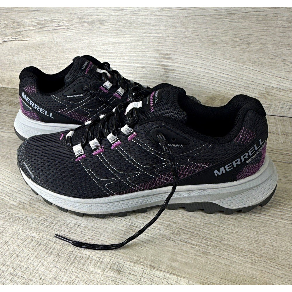 Merrell Fly Strike Womens 7.5 Trail Running Shoes Black Purple Hiking J067236